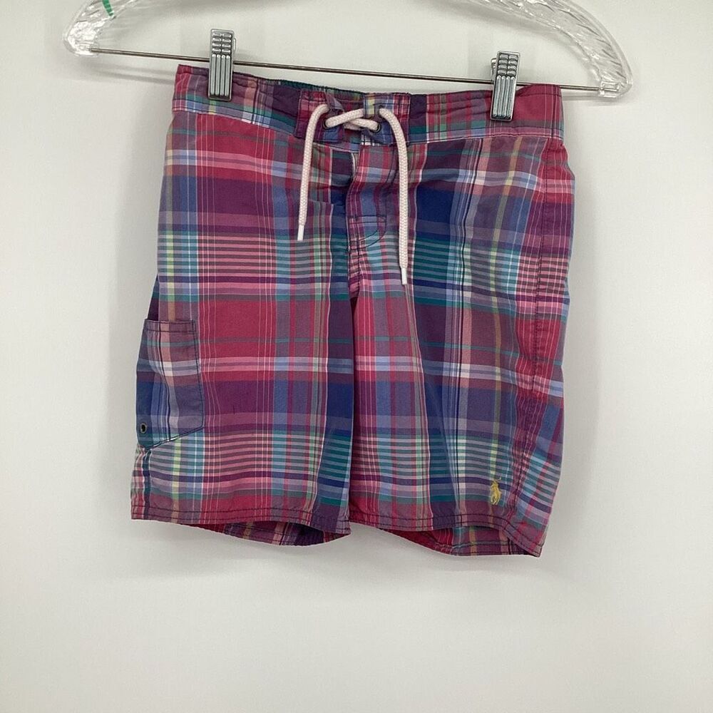 Boys Polo Ralph Lauren Plaid Swim Trunks -6 madras - Picture 1 of 4